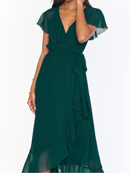 Show Me Your MuMu Dresses & Skirts - Show Me Your MuMu Emerald/Forrest Green Ruffle Wrap Maxi Dress